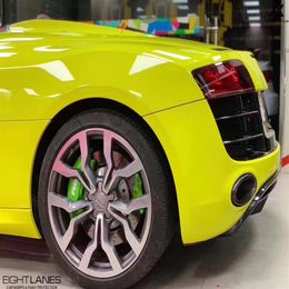 Super Gloss Crystal Lemon Yellow Vinyl Wrap Self Adhesive Film Sticker Glossy Yellow Car Wrapping Foil Roll Air Channel315i