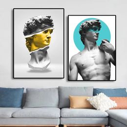 David Statue Canvas Painting Classic Sculpture Posters And Prints Street Wall Art Pictures for Living Room Home Decor w06