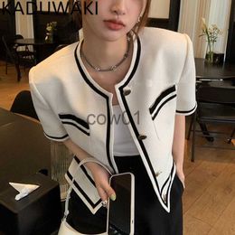 Women's Jackets Spring Summer 2023 O Neck Short Sleeve Jackets Women Loose Casual Vintage All Match Coat Korean Style Chic Outerwear Tops J230726