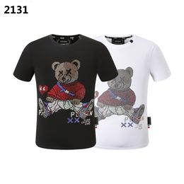 PLEIN BEAR T SHIRT Mens Designer Tshirts Brand Clothing Rhinestone PP Skulls Men T-SHIRT ROUND NECK SS SKULL Hip Hop Tshirt Top Tees 16557