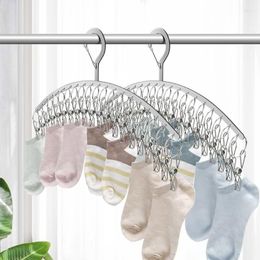 Hangers 20 Clips Stainless Steel Windproof Clothespin Laundry Hanger Clothesline Sock Towel Bra Drying Rack M06 22 Dropship