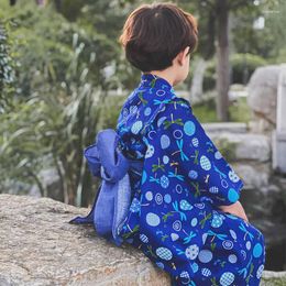 Ethnic Clothing Children's Japanese Traditional Kimono With Obi Lovely Prints Boys Formal Yukata Kids Stage Performing Costume