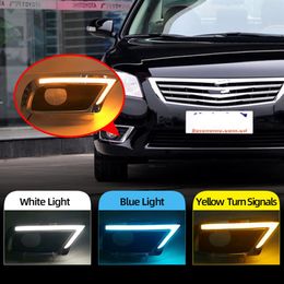 1 Pair DRL For Toyota Camry 2009 2010 2011 Daytime Running Lights fog lamp cover Daylight Turn yellow and night blue258t