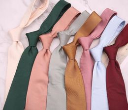 Bow Ties 7CM Tide Wine Red Pink Solid Colour Jacquard Wrinkled Leather Nylon Tie For Students Jk Uniform Casual Necktie Accessories