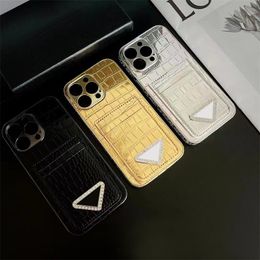 Designer Iphone Case Card Pocket Phone Case For IPhone 11 12 13 14 Pro Max 14plus 7plus 8 Xs Xr Crocodile Pattern Cover