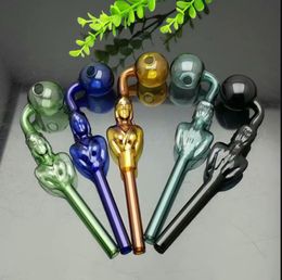 Glass Pipes Smoking blown hookah Manufacture Hand-blown bongs Full color charming beauty long glass curved pot