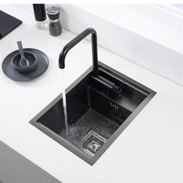 Hidden black Kitchen sink Single bowl Bar Small Size Stainless Steel Balcony sink Concealed black kitchen sink Bar2216
