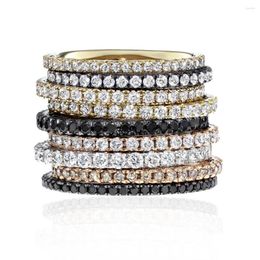 Cluster Rings Classic CZ Eternity Band Ring 925 Sterling Silver Full Micro Paved Cubic Zirconia 4 Colour Thin Stacking Finger Wholesale