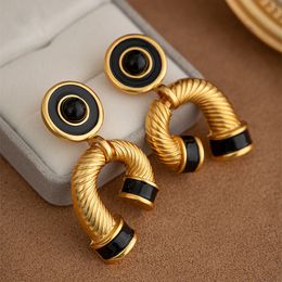 Stud European Trend Metal Drop Glaze Retro Style Women's Earrings Pushback Fashion Luxury Jewellery Girl Stud Gift 230725