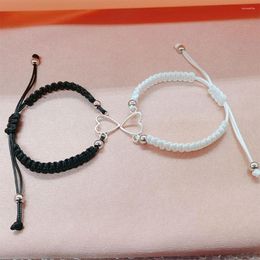 Charm Bracelets Simple Love Heart Couple Bracelet For Lover Handmade Hand Chain Adjustable Woven Rope Butterfly Trendy Jewellery Gift