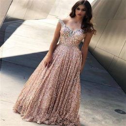 2020 Real Pos Halter Satin Long Mermaid Prom Dresses Black Girls rose gold sequined Beaded Layered Ruffles Sweep Train Evening 284k