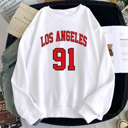 Men's Hoodies Los Angeles 91 Team Simple Letter Printing For Mens Creativity Fashion Clothes O-Neck Hip Hop Pullovers Soft Man Hoody