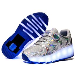 Laser Children Roller Skate Shoes Kids Sneakers USB Recharging LED Light Up Sports Shoes Boys Girls Casual Skateboarding Shoes