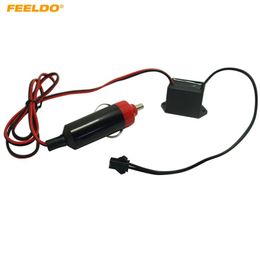 FEELDO 12V DC Car Decoration EL Fibre Neon Glow Lighting Rope Strip Power Driver Inverter With Cigar Cigarette Lighter #52532881