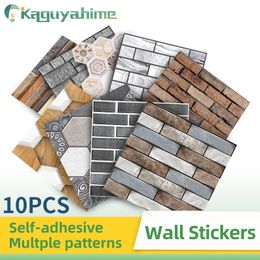 3D Wall Panel KPS 10Pcs/batch self-adhesive wallpaper 3D stone pattern waterproof wall sticker brick used for kitchen living room home decoration 230726
