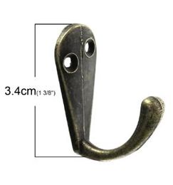 Single Prong Clothes Coat Robe Purse Hat Hook Hanger Antique Bronze 3.4cm x 1.4cm(1 3/8" x 4/8"), 30PCs