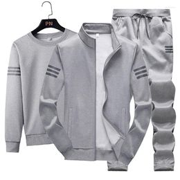 Men's Tracksuits 2023 Tracksuit Men 3 Pieces Set Plus Size Sweatshirt Sweatpants Sportswear Zipper Casual Korean Sport Clothing Running Sets