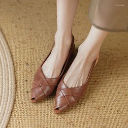 Sandals Heihaian 2023 Summer Pointy Shallow Mouth Thick Heel Shoes Elegant Fashion Woven Suitable For Women 33-41