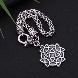 Fashion Antique Silver Zinc Alloy Wicca Gordian Irish Knot Pendant Women and Men Bracelet Jewelry186y