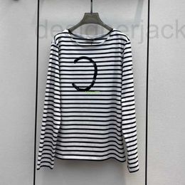 Women's Sweatshirts Designer Cotton Women Pullover Tops Clothing With Letter Pattern Girls Loose Milan Runway High End Luxury Brand Striped Tee Shirts Blouse 28E8