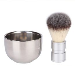 Shaving Foam Stainless Steel Beard Brush Shaving Brush Animal Hair Metal Bowl Manual Stirring and Foaming Men's Cleansing 230725