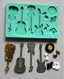 Candles guitar silicone fandont Mould guitar Silica gel moulds violin Chocolate Moulds guitars candy mould guitars silicone Moulds 230726