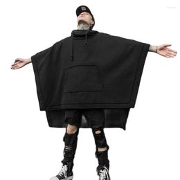 Men's Sweaters 2023 Winter Loose Bat Cloak Mid-length Sweater Fashion Casual Windbreaker Hooded Goth Punk Streetwear Hip Hop Gothic