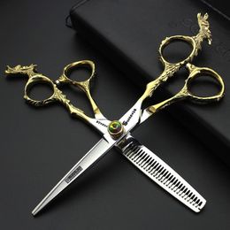 Sharonds 6 Inch Jinlong Handle Professional Hairdresser Scissors Cutting Tool Japan 440c Salon Scissors Set 220h