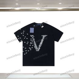 xinxinbuy Men designer Knitted Tee t shirt 23ss Paris aircraft letter print short sleeve cotton women black white S-2XL