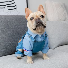 Dog Apparel Denim Pet Jumpsuit French Bulldog Pet Clothes For Medium large Dogs Costume Fat Dogs Clothing Jeans Fashion Dog Coat Ropa Perro 230725