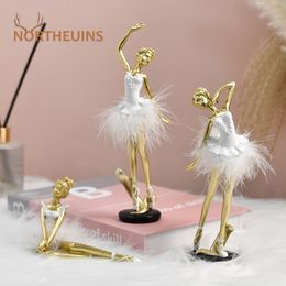 Decorative Objects Figurines Northouins Nordic Deluxe Cute Ballet Girl Resin Body Dancer Statue Family Bedroom Desktop Decoration Object Birthday Gift 230726