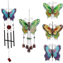 Jewelry Pouches Big Butterfly Iron Art Glass Color Painting Wind Chime Metal Tube Bell Handicraft Pendant Exquisite Creative Gift