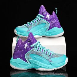 Summer Mesh High-top Kid Basketball Shoes Non-slip Cushion Children Gym Shoes Breathable Basketball Sneakers Men Big Size 30-45