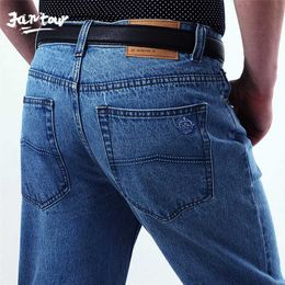 Men's 02 Spring Autumn High Quality Men Brand Denim Cotton Trousers Mens Business Loose Straight Long Jeans Big size 40 42 210318 L230726