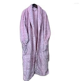 Women's Sleepwear Bathrobes For Lovers Flannel Long Robe With Rhombic Pattern Casual Pyjamas Warm And Soft In Winter