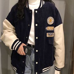 Womens Jackets HOUZHOU Harajuku Style Baseball Jacket Oversized Korean Fashion Varsity Streetwear College Vintage Coat Loose 230726