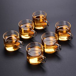 Cups Saucers 6PcsBox 100ML Household Thicken Glass Teacup Heat Resistant High Temperature Explosion Proof Coffee Milk Rose Flower Tea 230726