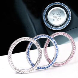 2XCar Crystal Ignition Key Ring Auto Push to Start Decorative Rhinestone Lock Keyhole Rings253R