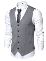 Mens Vests suit vest Solid color fashionable mens solid Vneck sleeveless button blazer Plus size formal business ja 230726