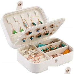 Jewellery Boxes Pu Leather Box Portable Travel Organiser Display Storage Case Double Layer Holder Rings Earrings Necklace Packaging Drop Otv5W