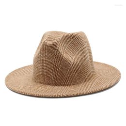 Berets Beige White Wool Jazz Hat Men Women Wide Brim Felt Fedora Caps Wine Red Khaki Panama Hats With Belt Trilby Cap