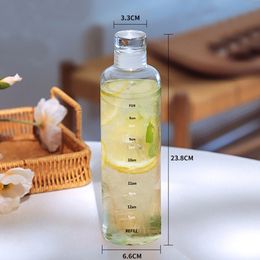 Wine Glasses 500ml Sports Water Bottle Large Capacity Leak Proof With Time Creative Fall 230725
