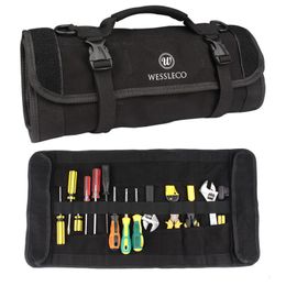 Boormachine Wessleco Canvas Organiser Tool Repair Wrench Screwdriver Roll Up Pouch Storage Bag with Shoulder Strap