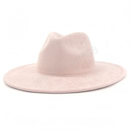 9.5cm Big Brim Jazz Fedora Hats Men Suede Fabric Heart Top Felt Cap Women Luxury Designer Party Green Fedora Hats