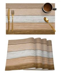 Table Mats Vintage Farm Barn Brown Gradient Placemat For Dining Tableware Kitchen Dish Mat Pad 4/6pcs Home Decoration