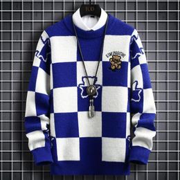 Men's Sweaters Winter Hip Hop Printed Loose Mens High End Cashmere Sweater Men Clothing Fashion Plaid Christmas Pullovers 230725