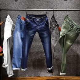 6 Colours Men's Skinny White Jeans Fashion Elastic Slim Pants Jean Male Brand Trousers Black Blue Green Grey 210318 L230726