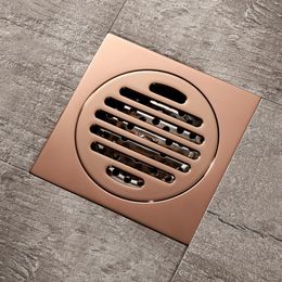 2021 New Drains Rose Gold Brass Shower Bathroom Deodorant Euro Square Floor Drain Strainer Cover Grate Waste Rkp2279c