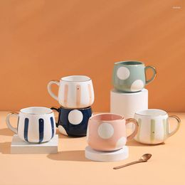 Mugs Nordic Luxury Hand Painted Geometric Ceramic Mug With Gold Rim Large Fat Milk Tea Coffee Cups Unique Couple Home Tableware