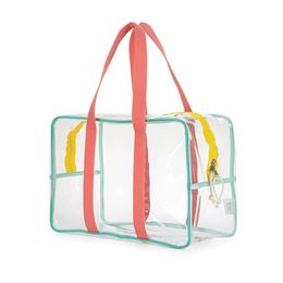 1 Pc Korean Style Women Clear Summer Beach Bag Waterproof Large Travel Zipper Shoulder Bag Female Washing Toiletry Bag Handbag